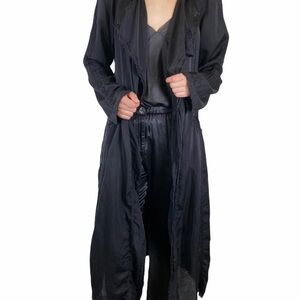 Black Long Lightweight Trench Coat - Women